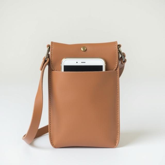 Compact crossbody phone bag in sustainable leather