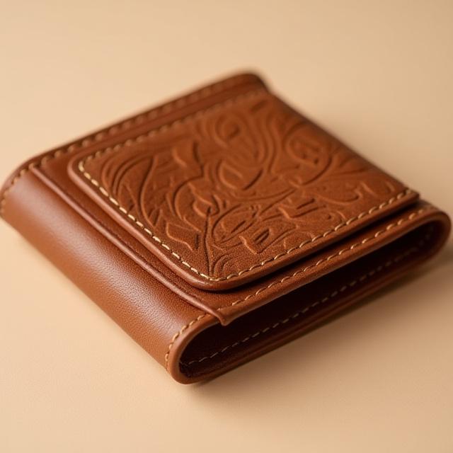 Vegan leather wallet with embossed detail