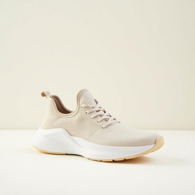 Sustainable sneakers made from recycled materials in neutral tones