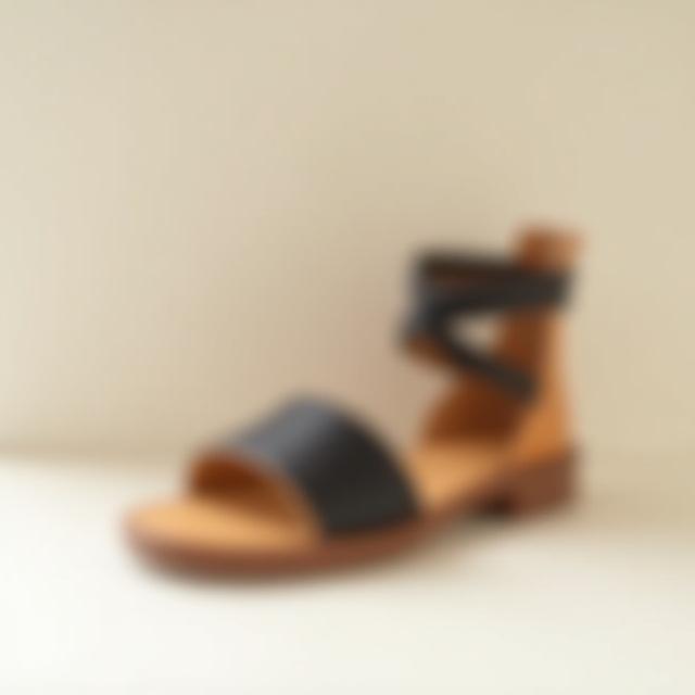 Women's sustainable leather sandals with comfort footbed